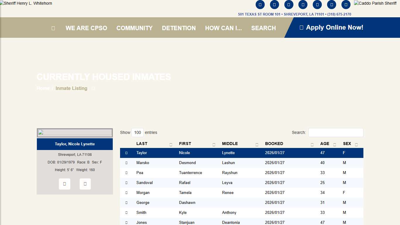 Caddo Correctional Center Inmates